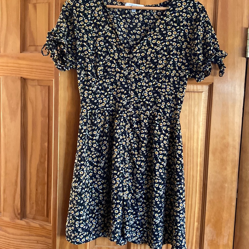 Purple Snow Dress Navy with Daisies.